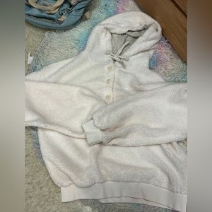 Cream fluffy hoodie